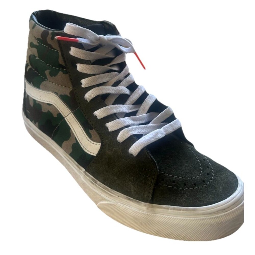 Vans Sk8-Hi Camo Skateboard Suede Canvas Olive Green High Top W-8 / M 6.5